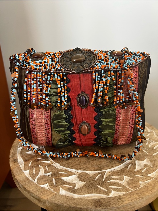 Mary Frances Handbags - Rare Vintage Mary France Ember Oracle Beaded Fringe Women's Shoulder Bag